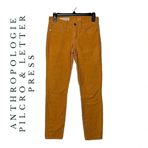 1562. ANTHROPOLOGIE PILCRO & LETTER PRESS CORDUROY STET JEANS SIZE‎ 25 MUSTARD - Picture 1 of 10